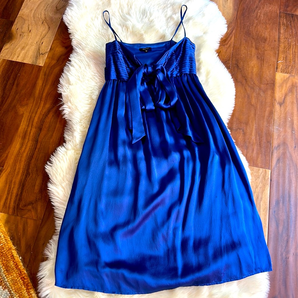Blue charmeuse silk dress